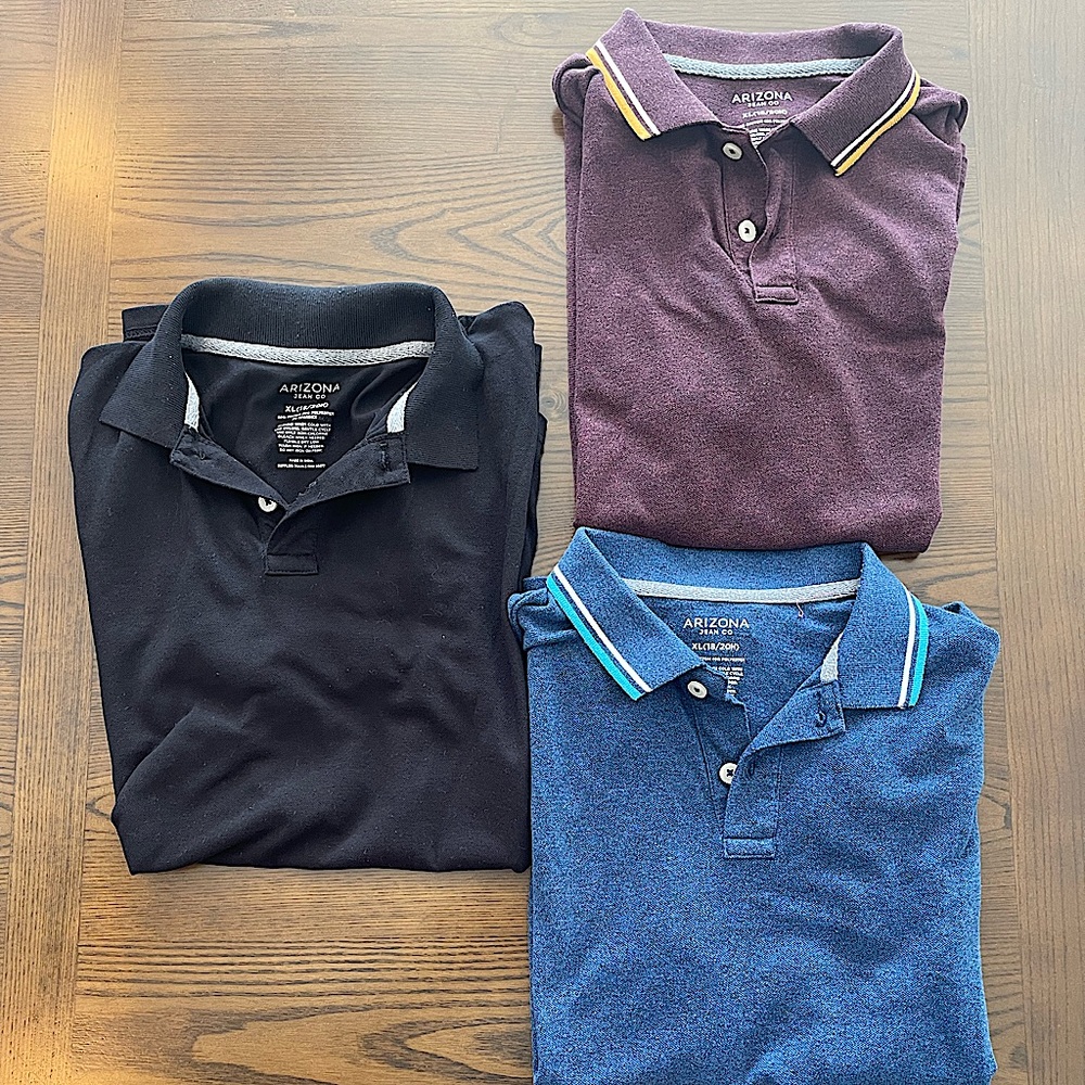 Bundle of 3 Arizona Jean Co boys XL HUSKY 18/20 Polos Excellent used condition